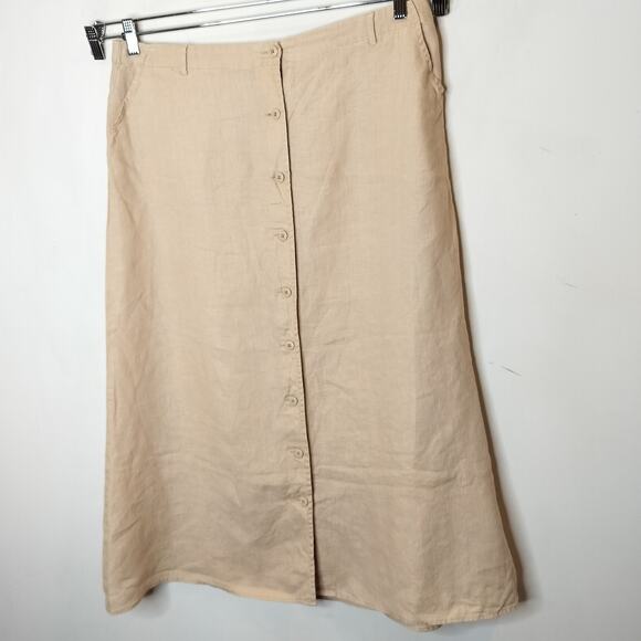 Autograph New York Linen Maxi Skirt Button Up Beige Natural - Picture 4 of 9